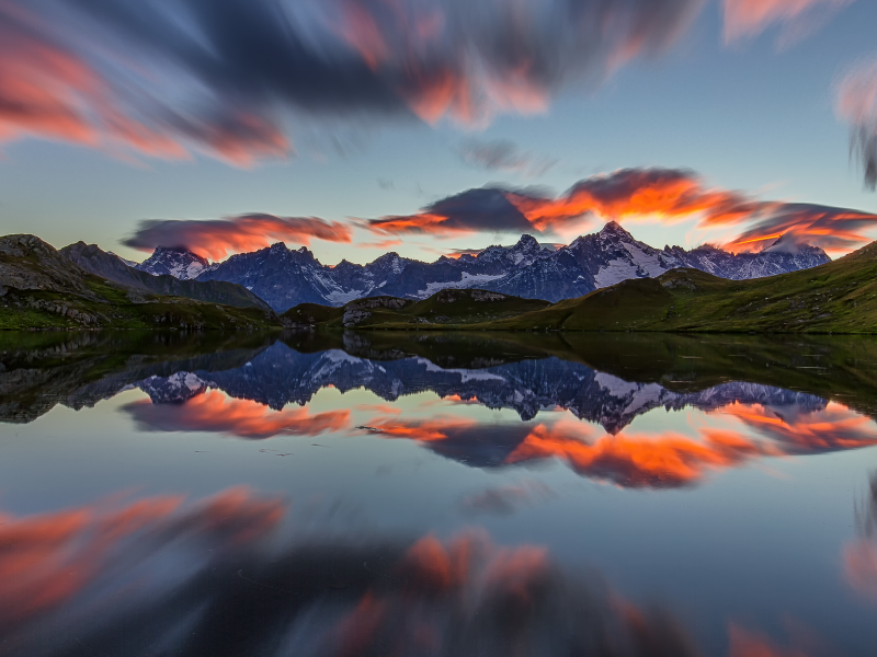 landscape, mountains, water