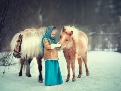 Девочка с лошадьми