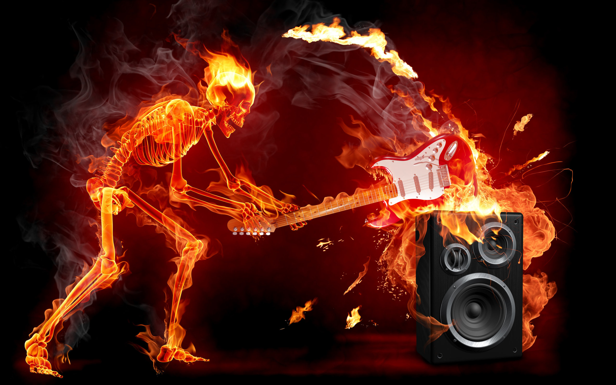 Гореть красиво ремикс. Огненный скелет. Огненные картинки на рабочий стол. Огненный скелет с гитарой. Рок картинки.