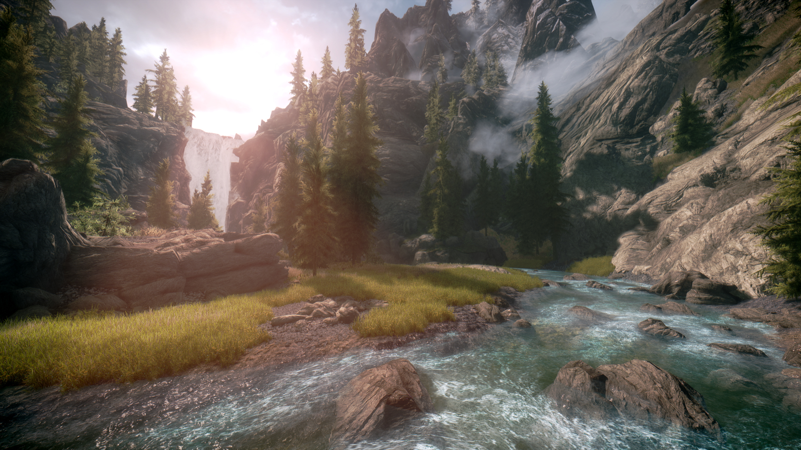 Скайрим водопады. The Elder Scrolls v: Skyrim. The Elder Scrolls Skyrim ландшафт. Игровые пейзажи. Красивые игровые пейзажи.