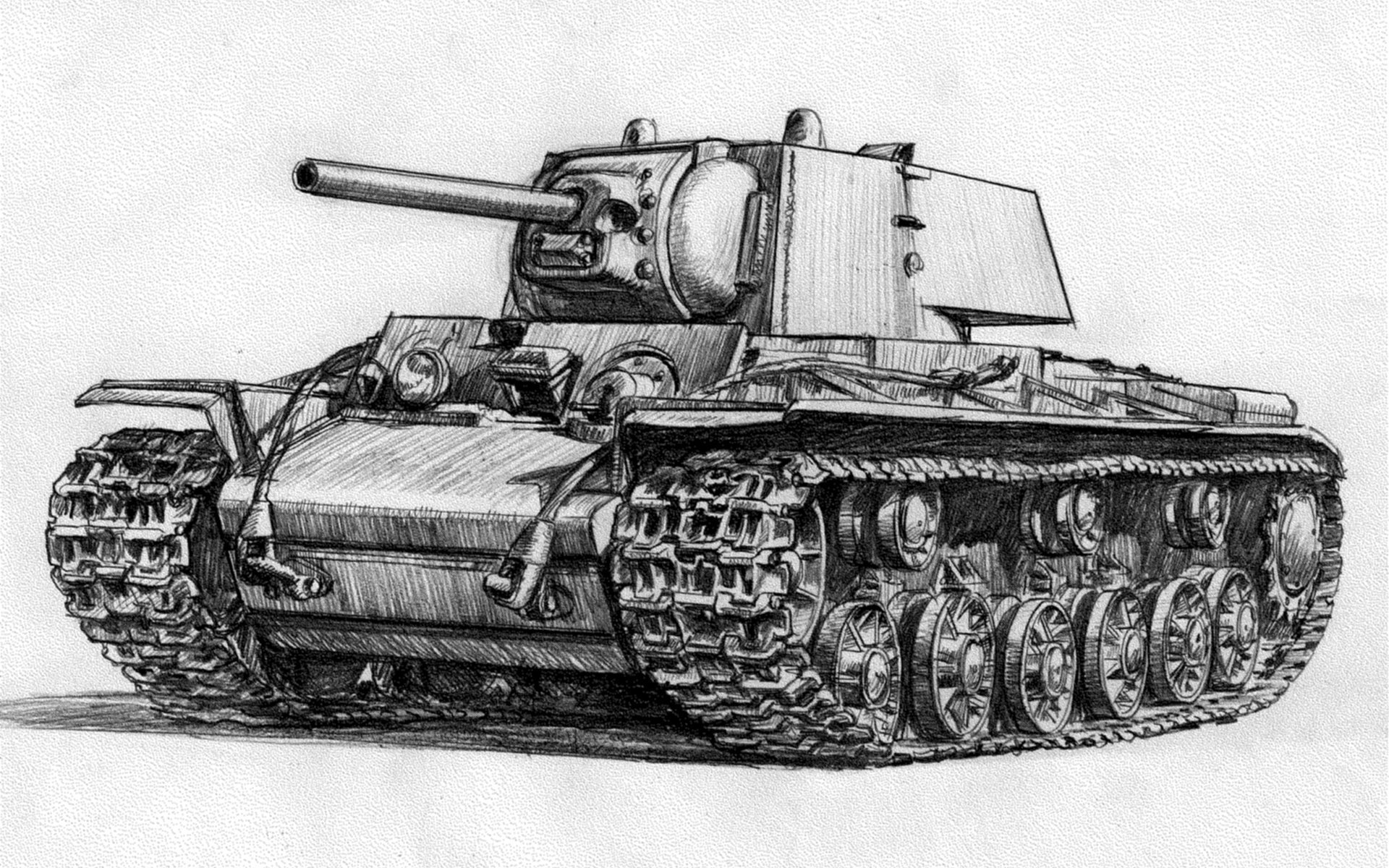 Обои тяжелый танк, кв-1, Кв, советский, рисунок, танк на рабочий стол
