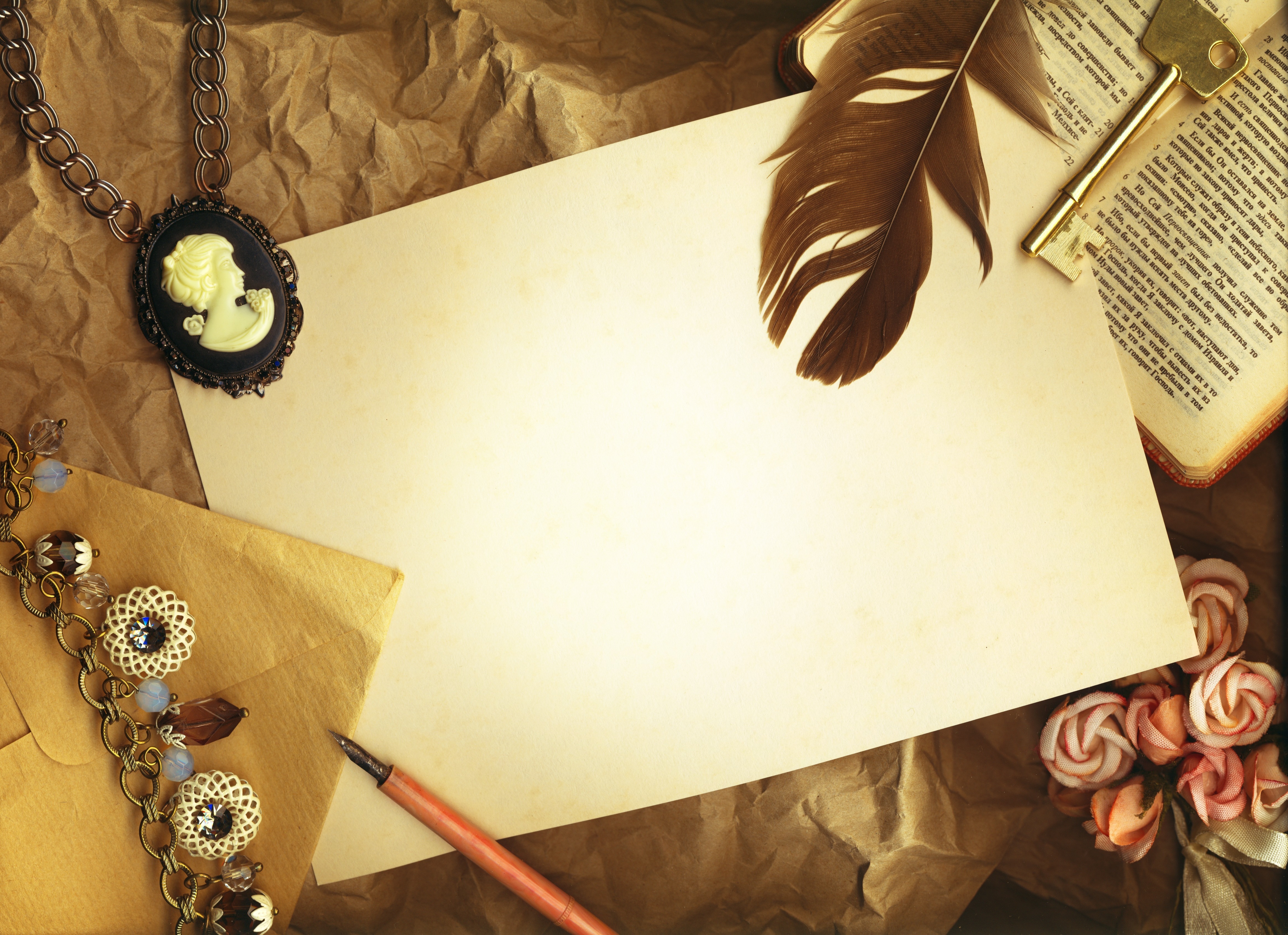 Обои ключ, бумага, камея, перо, книга, винтаж, Vintage на рабочий стол. 