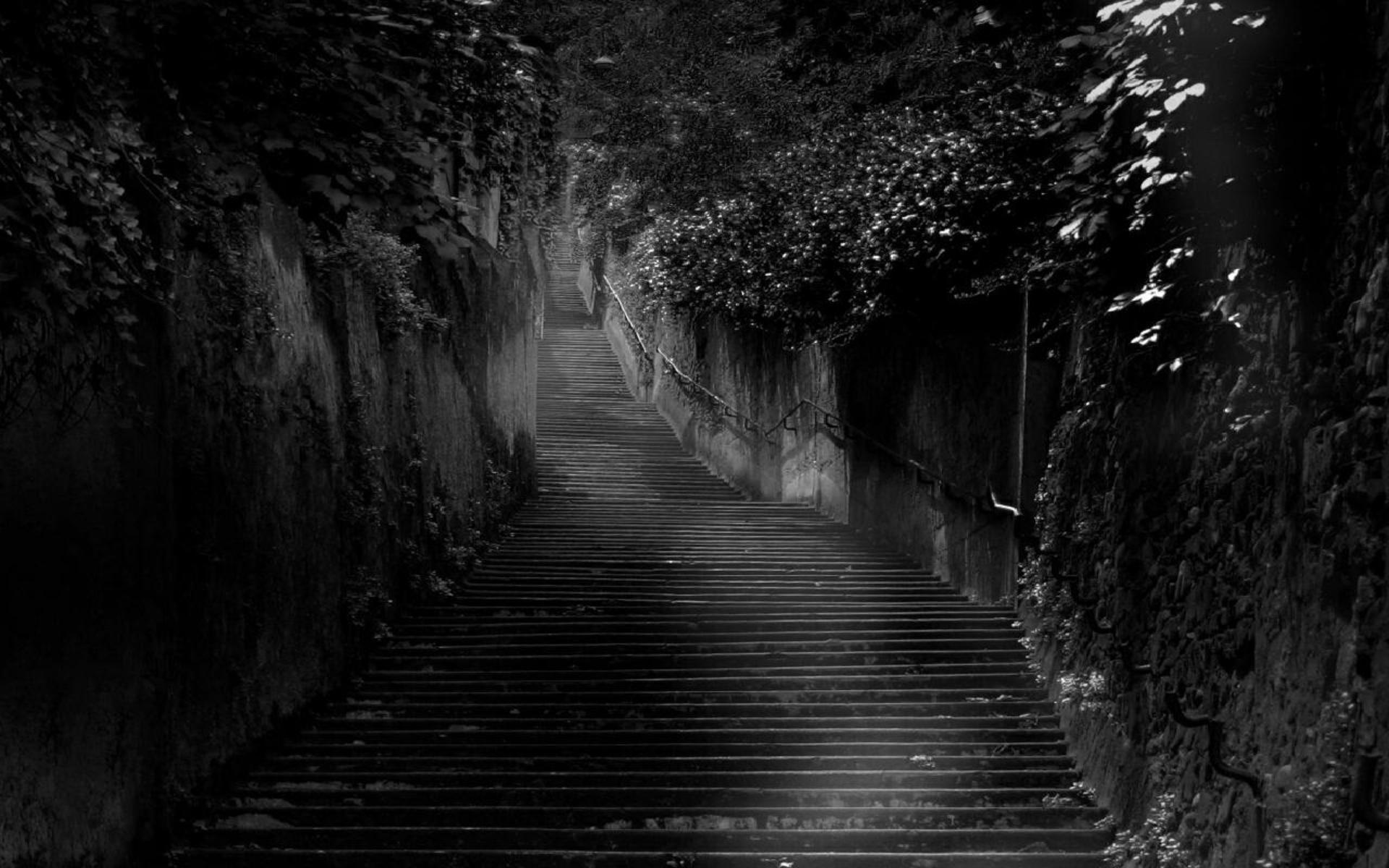 Темная арка. Мрачная лестница. Черно белая лестница. Темные картинки. Темный фон.
