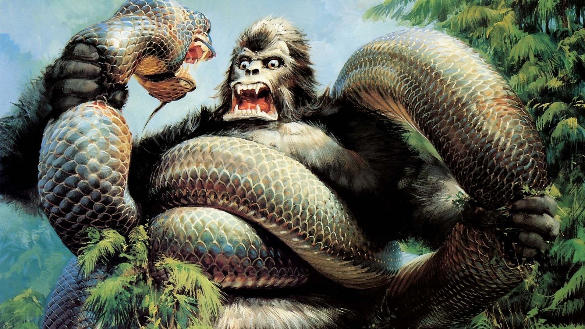Год змеи обезьяна. Кинг Конг. Кинг Конг против змеи 1976. Кинг Конг против гориллы.