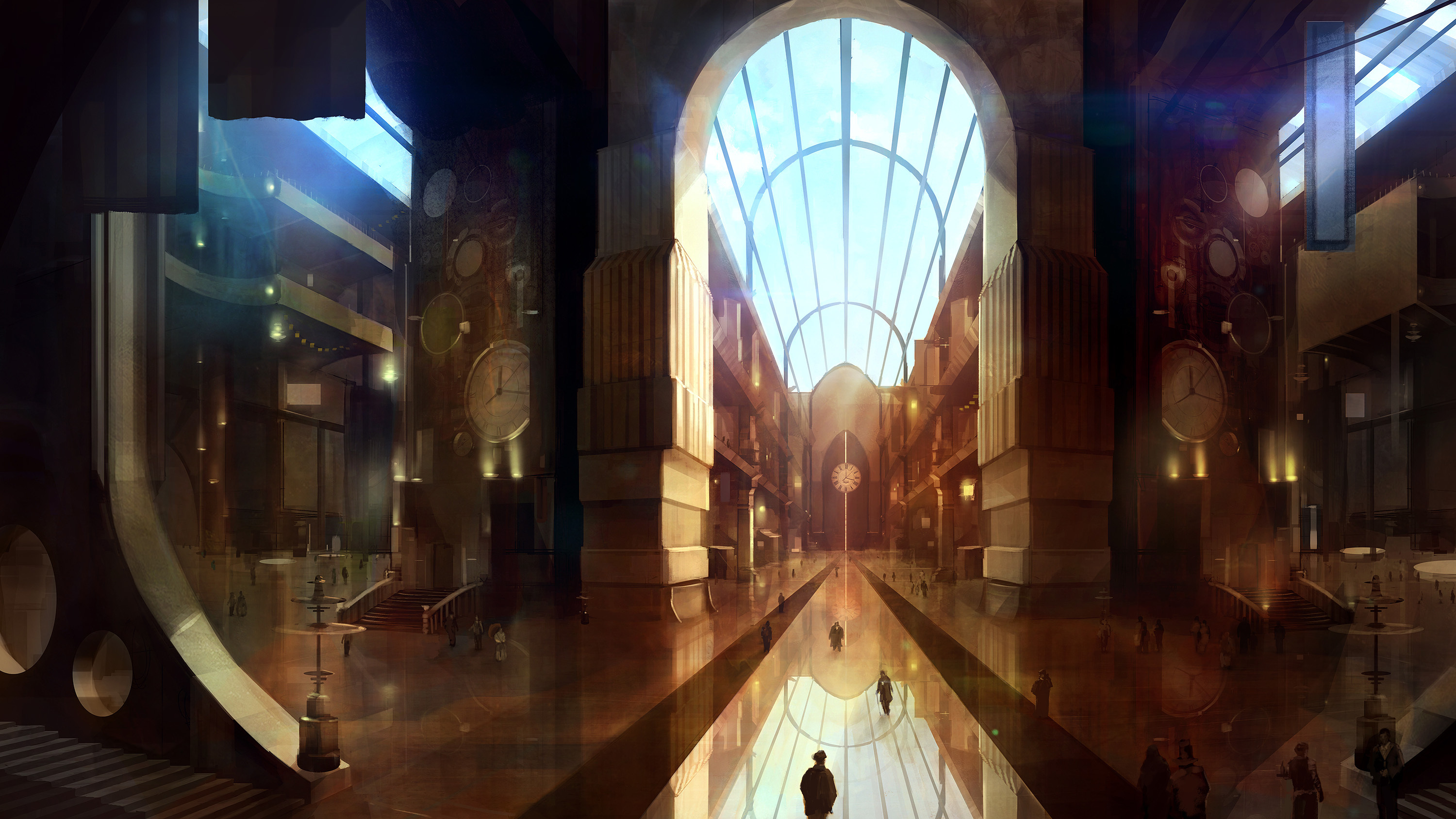 Перспективы будущего человечества. Здание внутри арт. Арт помещение. Магический город. Внутри здания фэнтези.