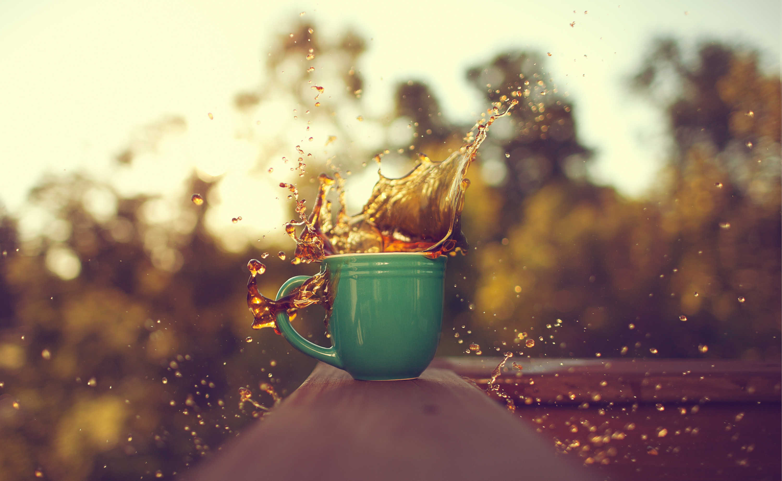 Раннее летнее утро в воздухе чувствуется бодрящая. Теплые обои на рабочий стол. Чашка чая на красивом фоне. Уютные картинки на рабочий стол. Кофе на природе.