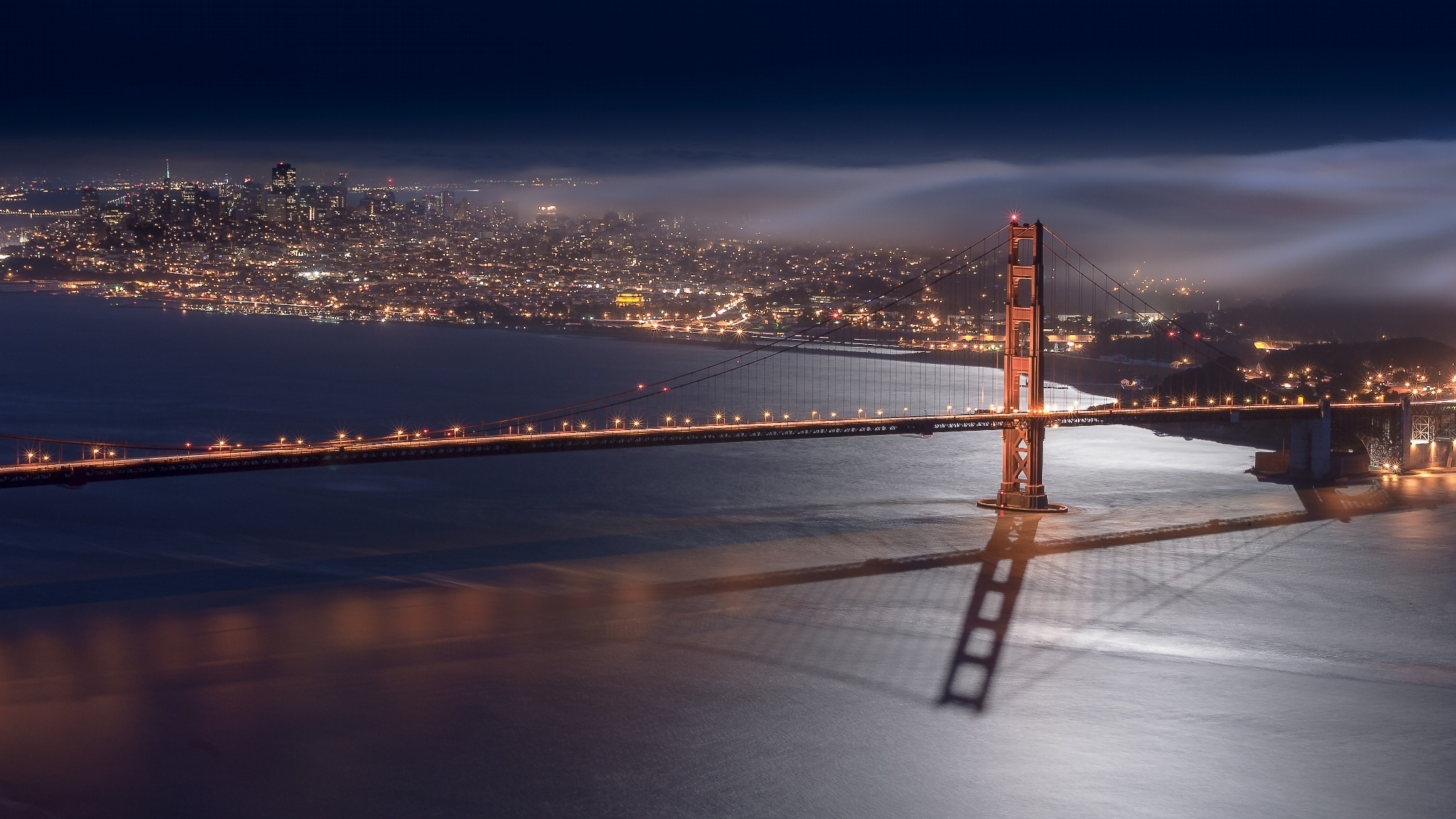 Фотографии размером 1024 2048 пикселей сохранили. Сан-Франциско (Калифорния). Мост Лос Анджелес. Мост Сан Матео в Сан-Франциско. Ночной Сан Франциско.