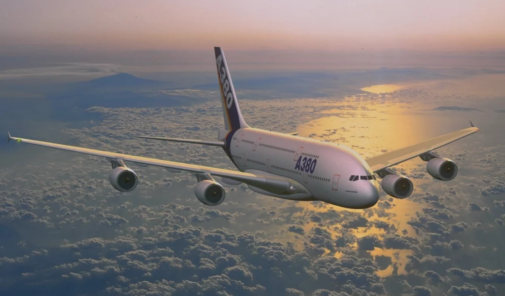 A380, Airbus, полёт, облака