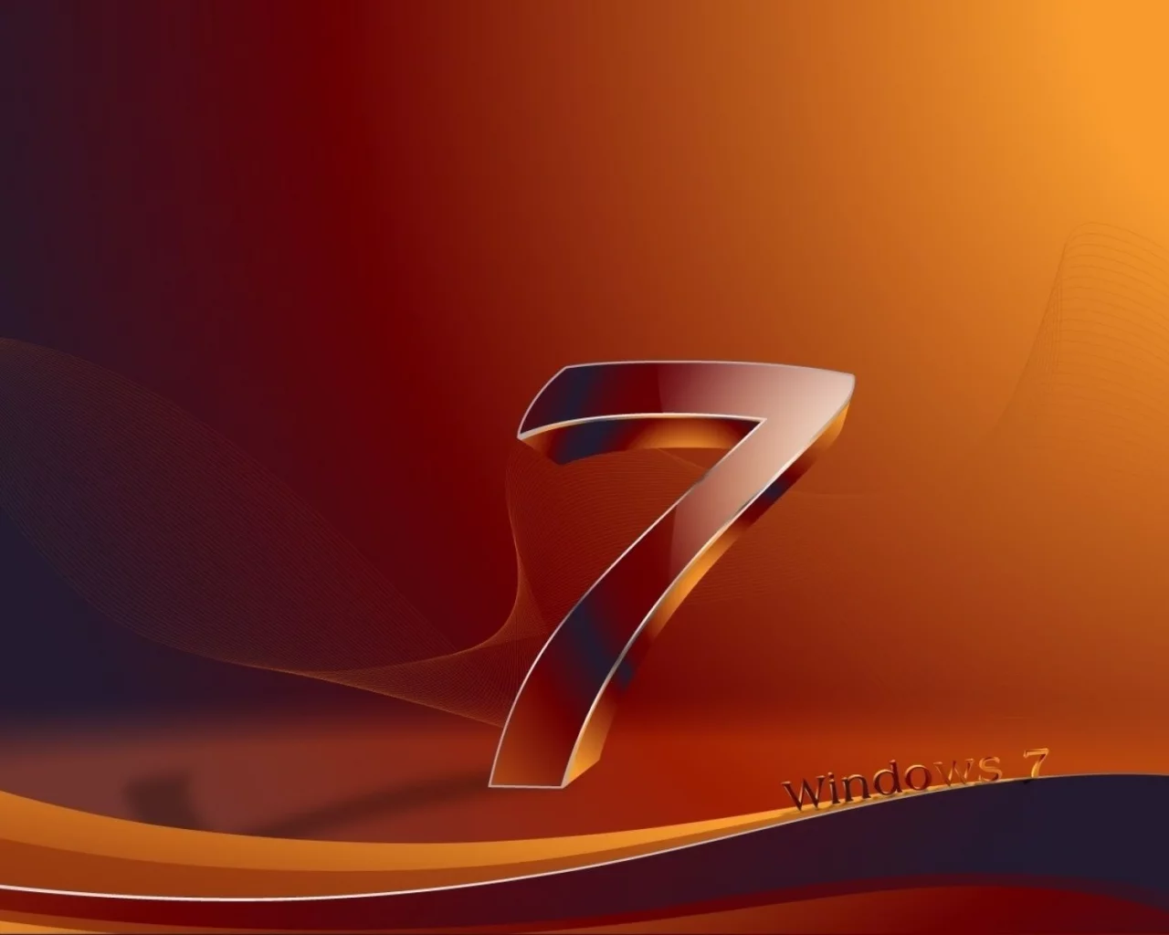 7, Фон, Чёрно, windows, Оранжевый