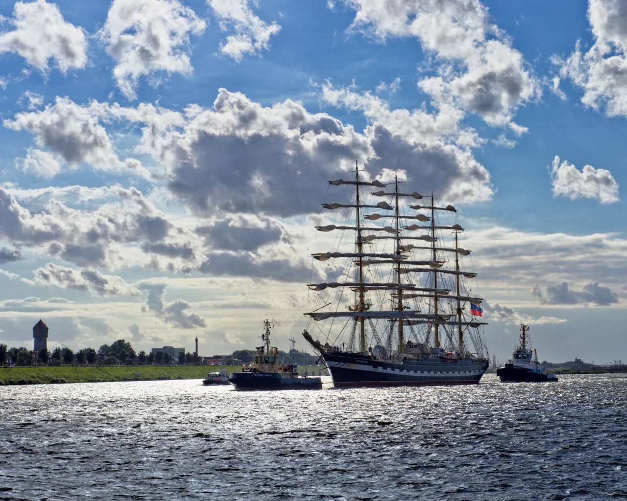корабли, море, небо, лето