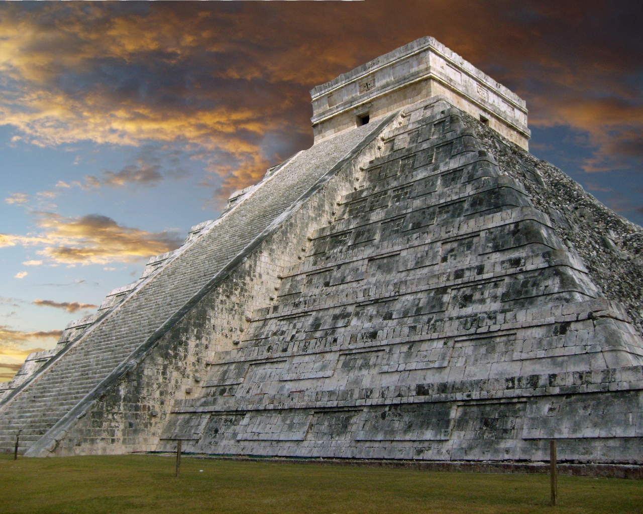 пирамида, небо, чичен-ица, майя, облака