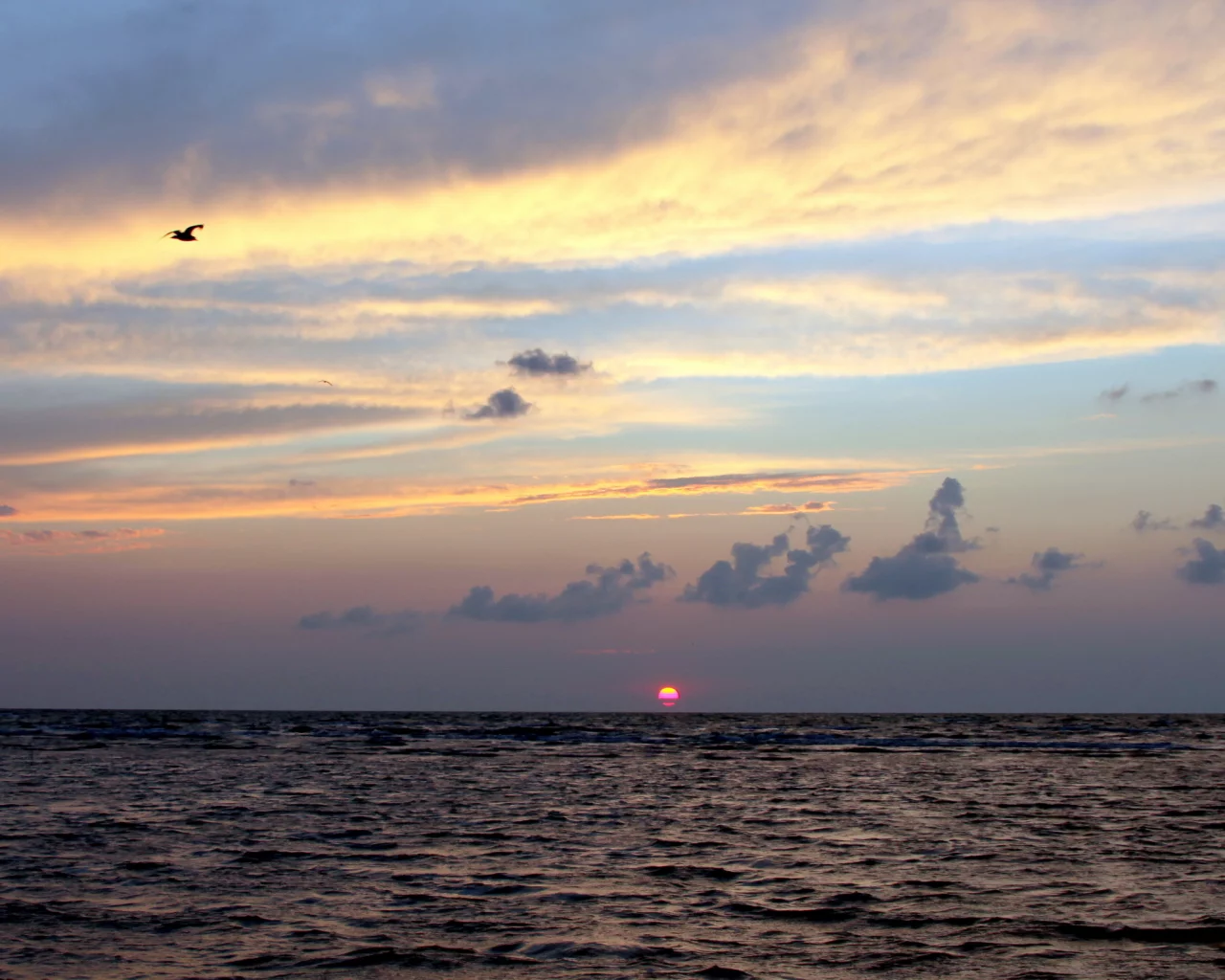 море, природа, закат, небо