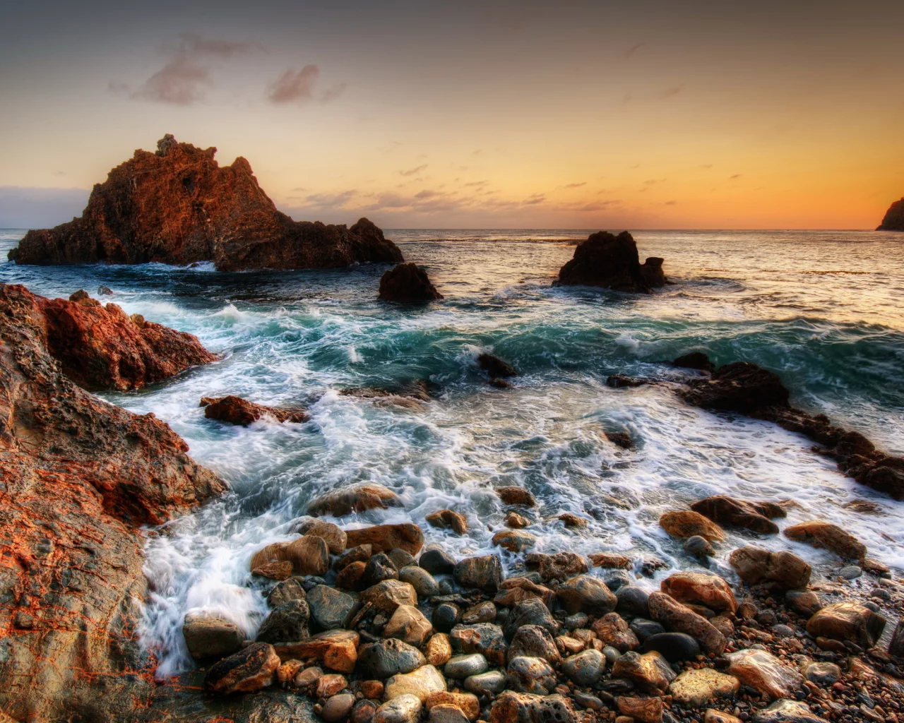 пейзаж, море, камни