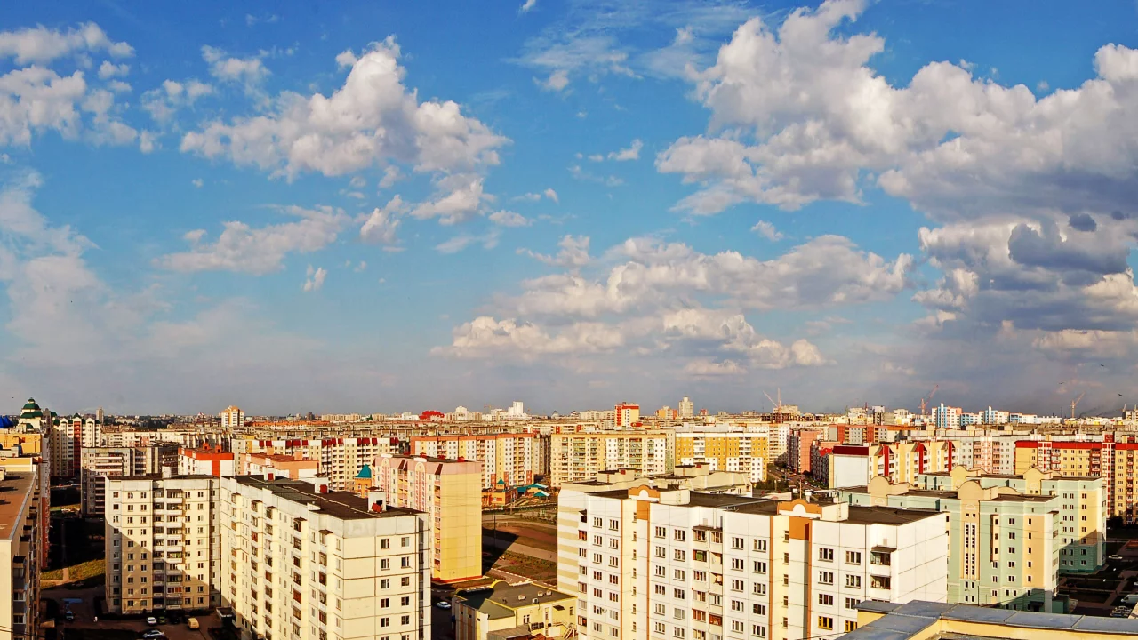 город, панорама, крыша