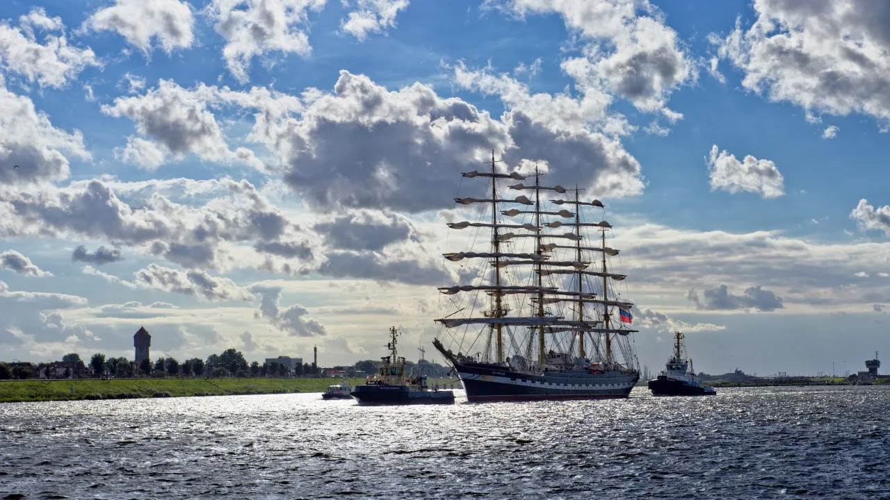 корабли, море, небо, лето