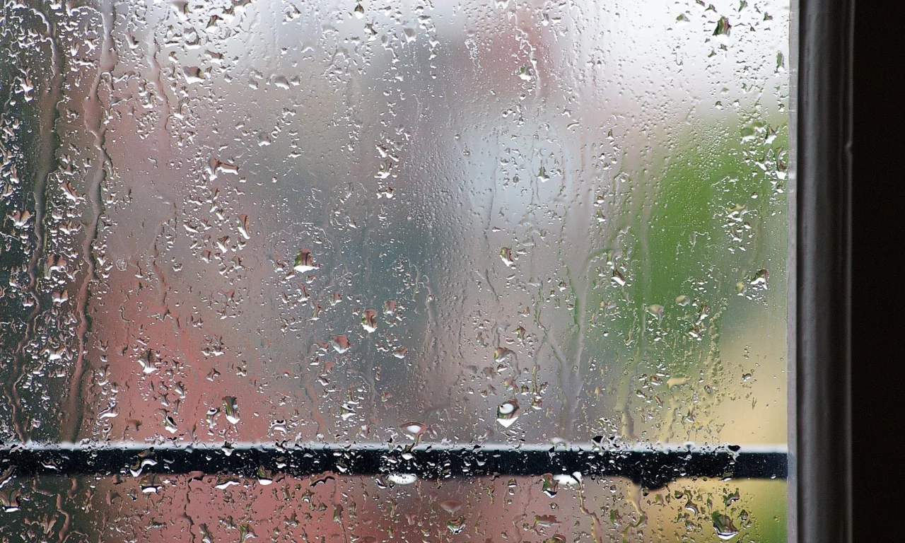 капли, вода, стекло, окно, дождь