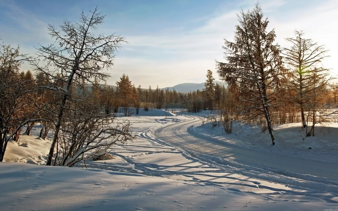 дорога, снег, зима