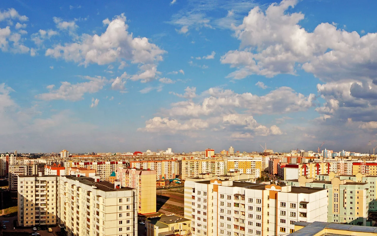 город, панорама, крыша