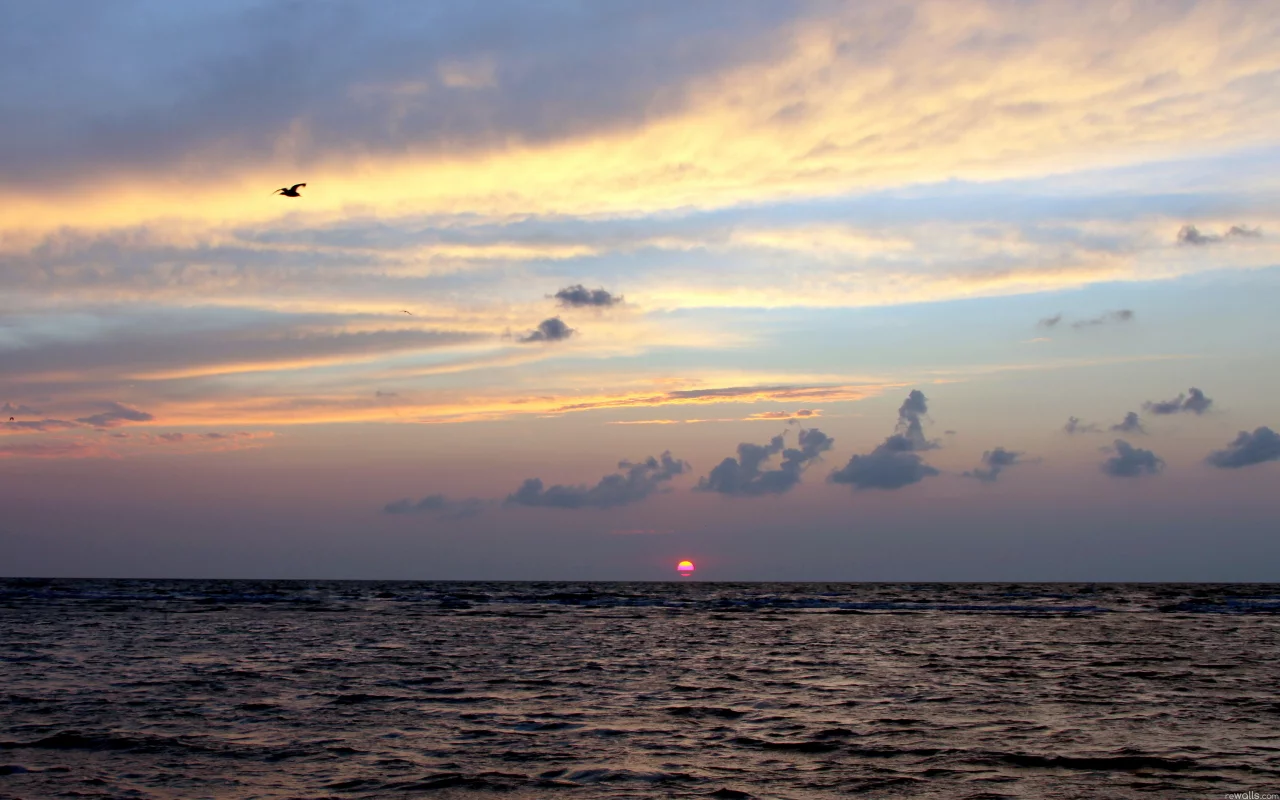 море, природа, закат, небо