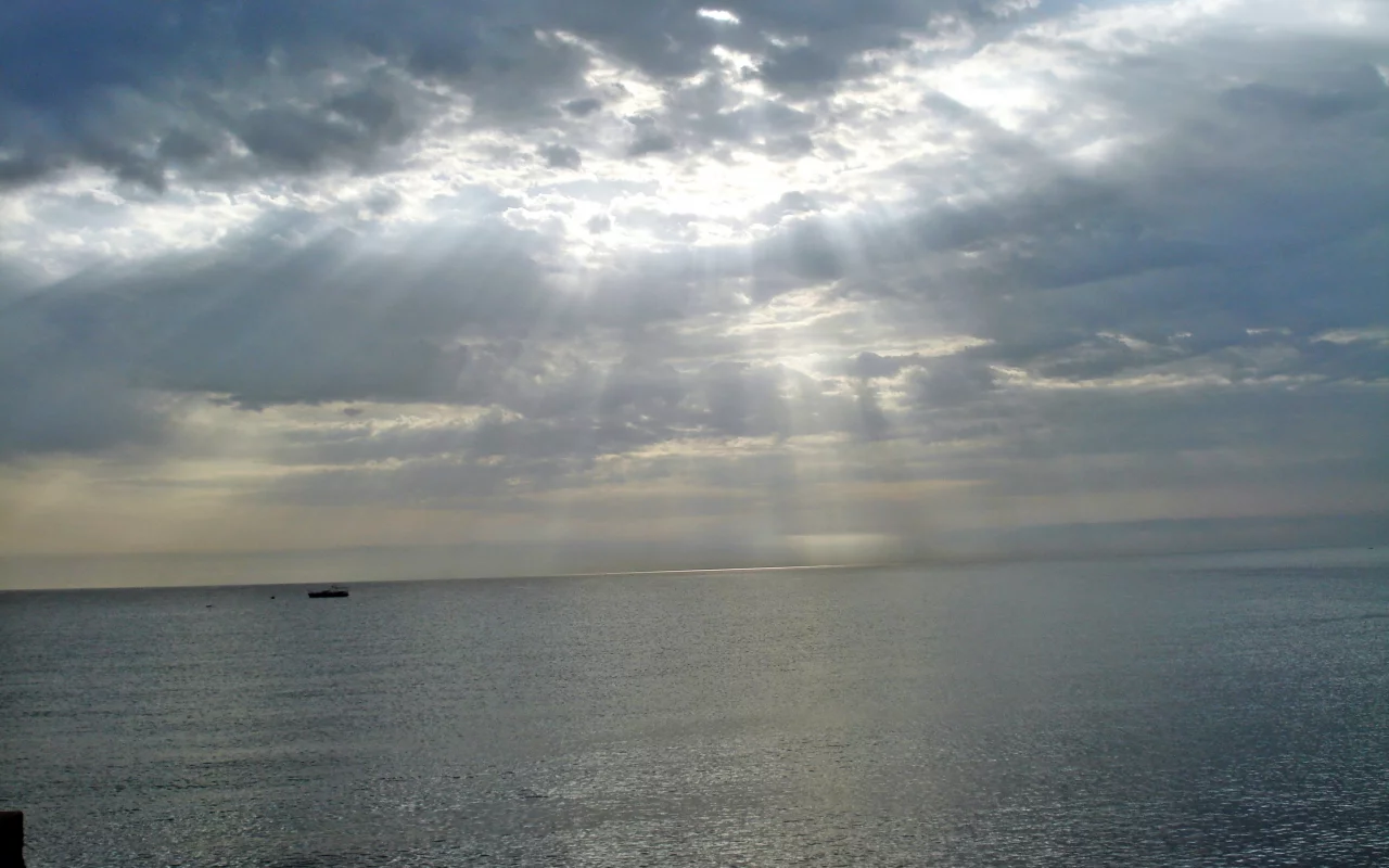 свет, лучи, Море, сияние