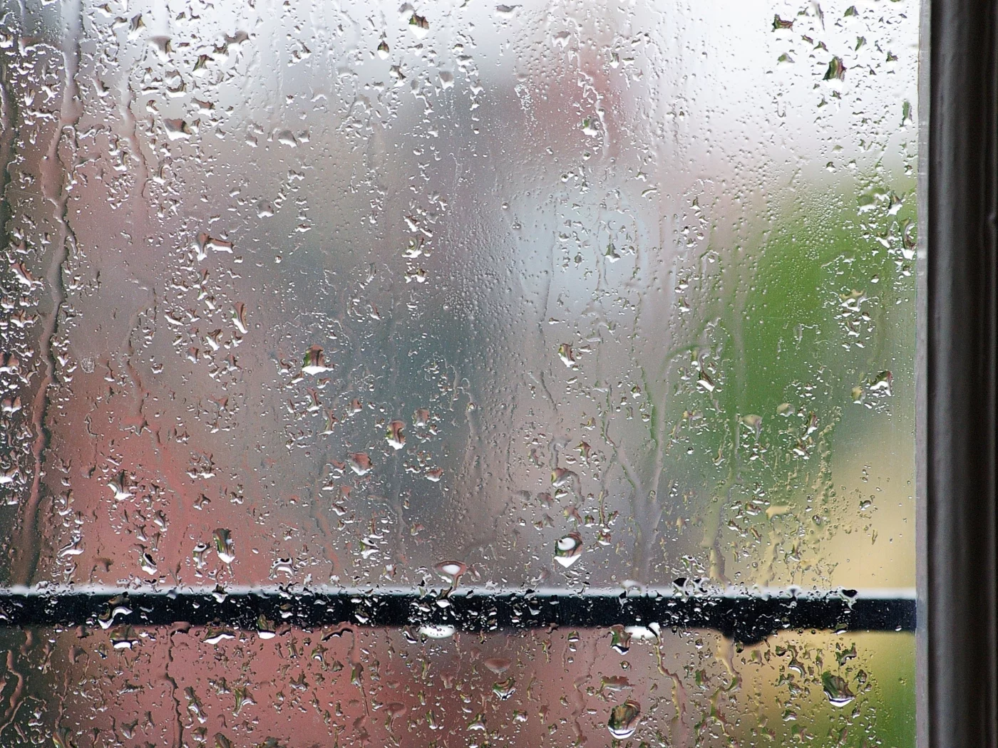 капли, вода, стекло, окно, дождь