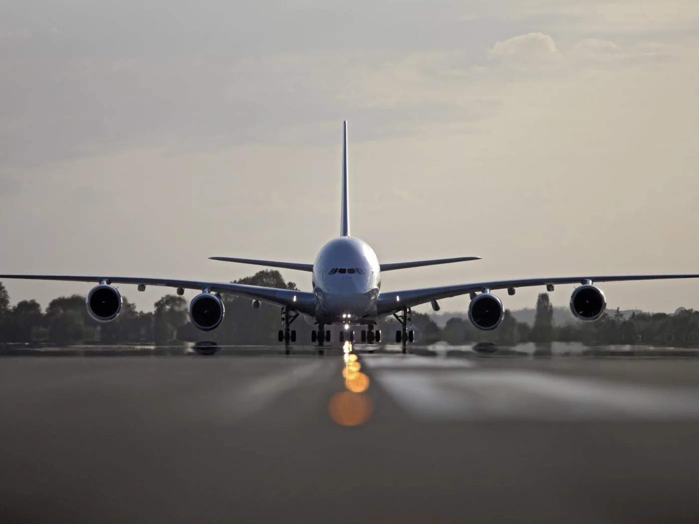 облака, Airbus, Air France, ангар, A-380
