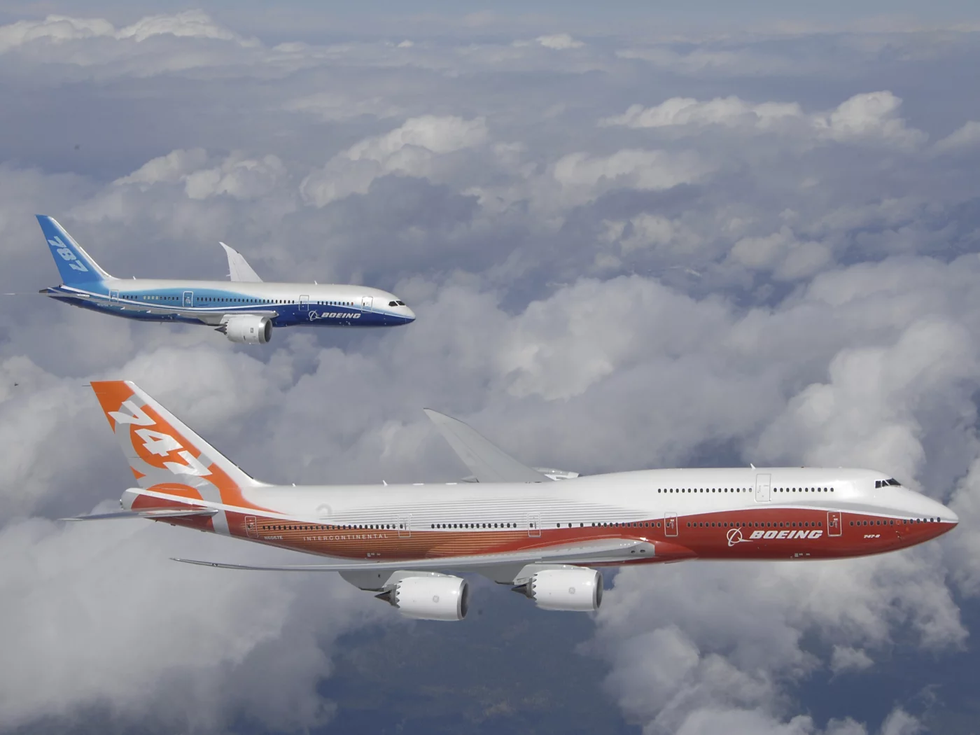 747-8, boeing, 787, Intercontinental, облака, полёт