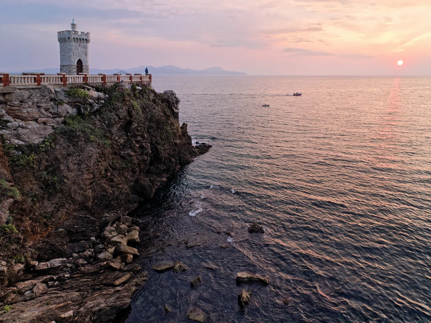 закат, море, пейзаж, скалы