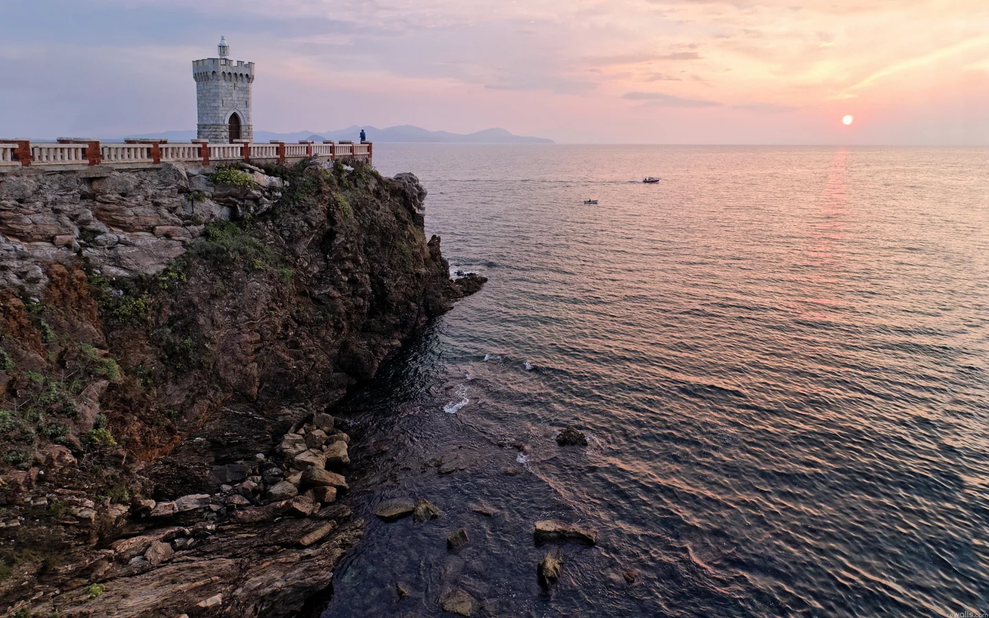 закат, море, пейзаж, скалы