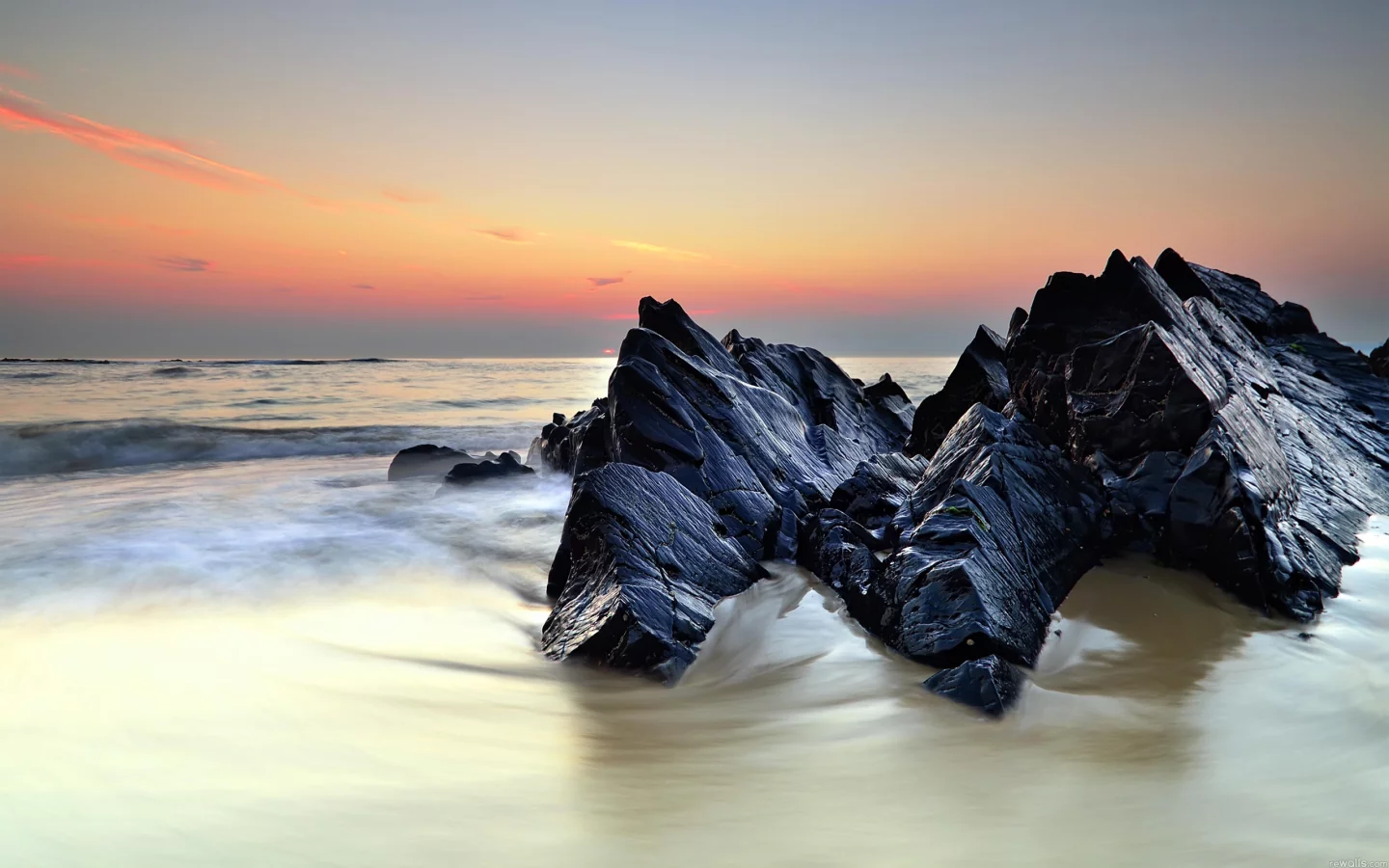камни, море, закат