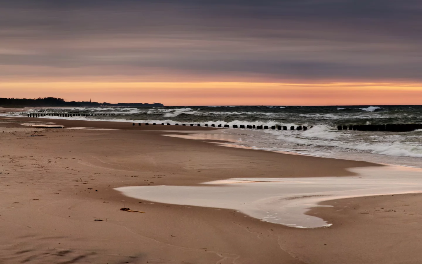 закат, море, песок
