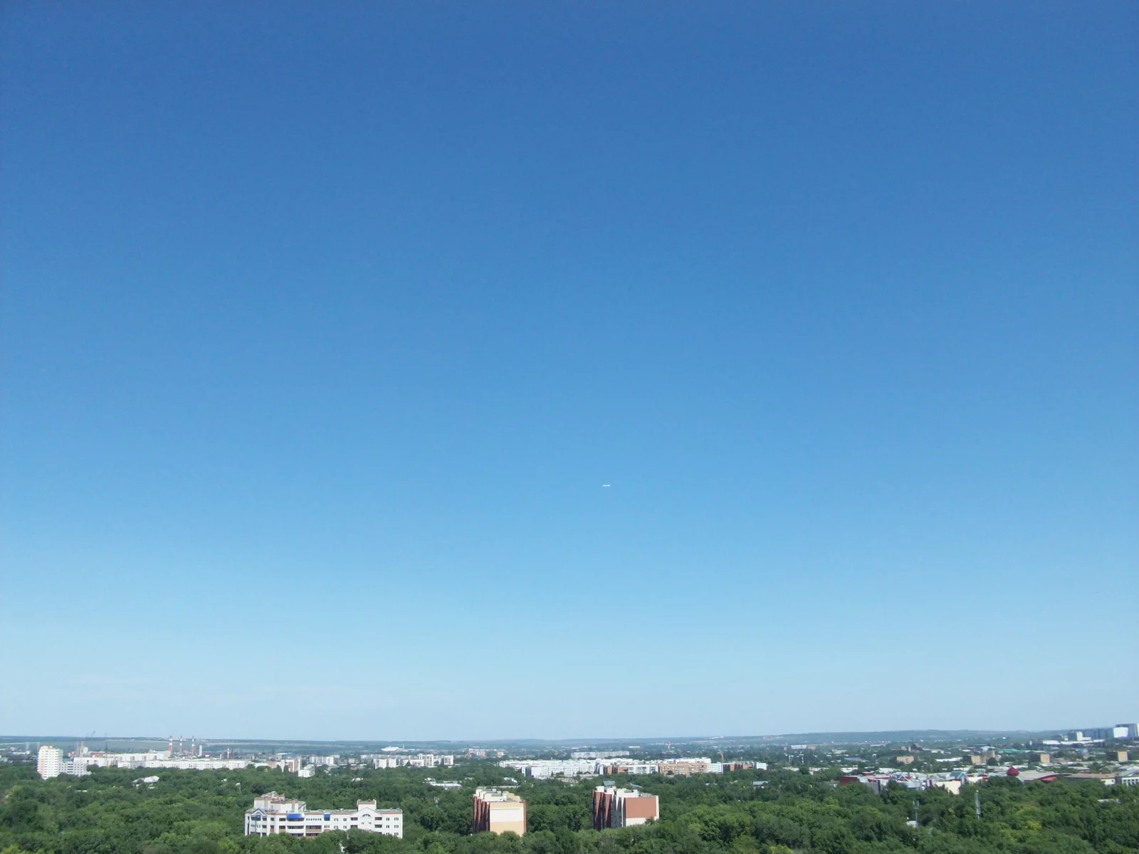 небо, самолет, город