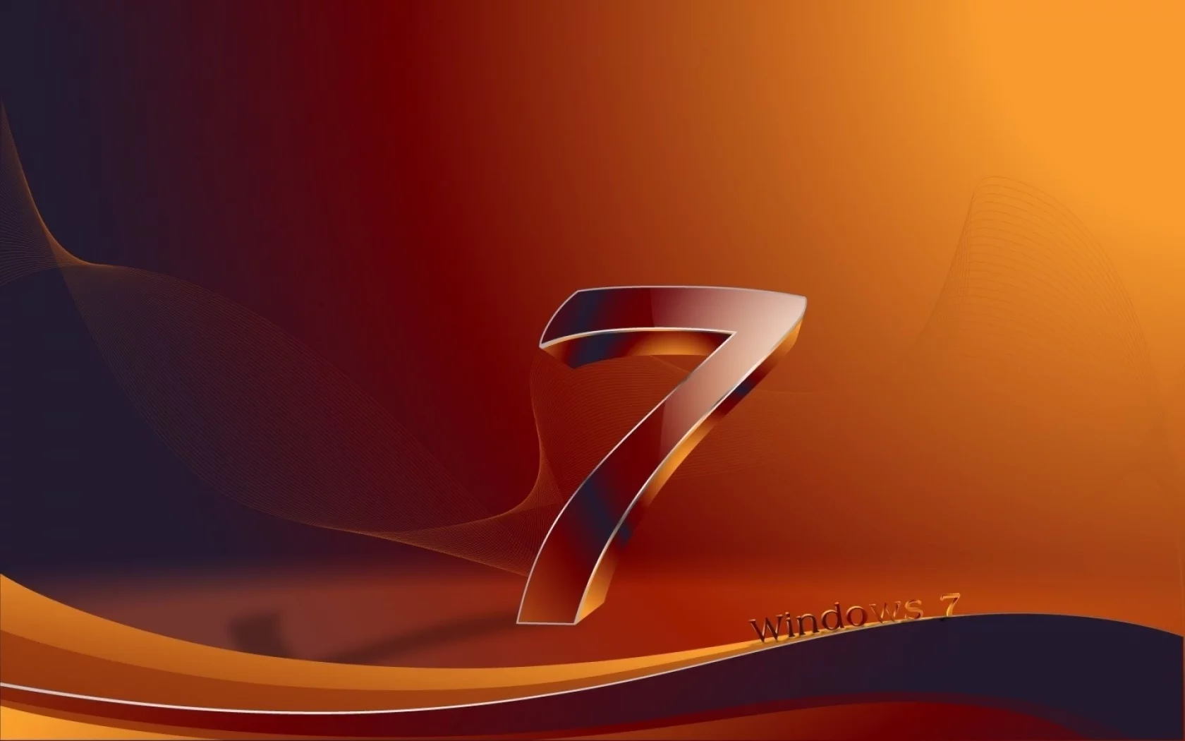 7, Фон, Чёрно, windows, Оранжевый