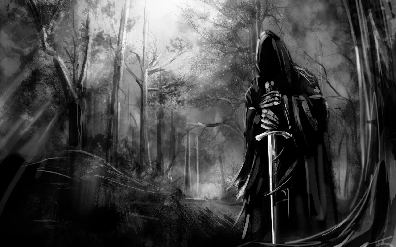 tree, меч, природа, nazgul, forest, лес, ghost, назгул, темные обои