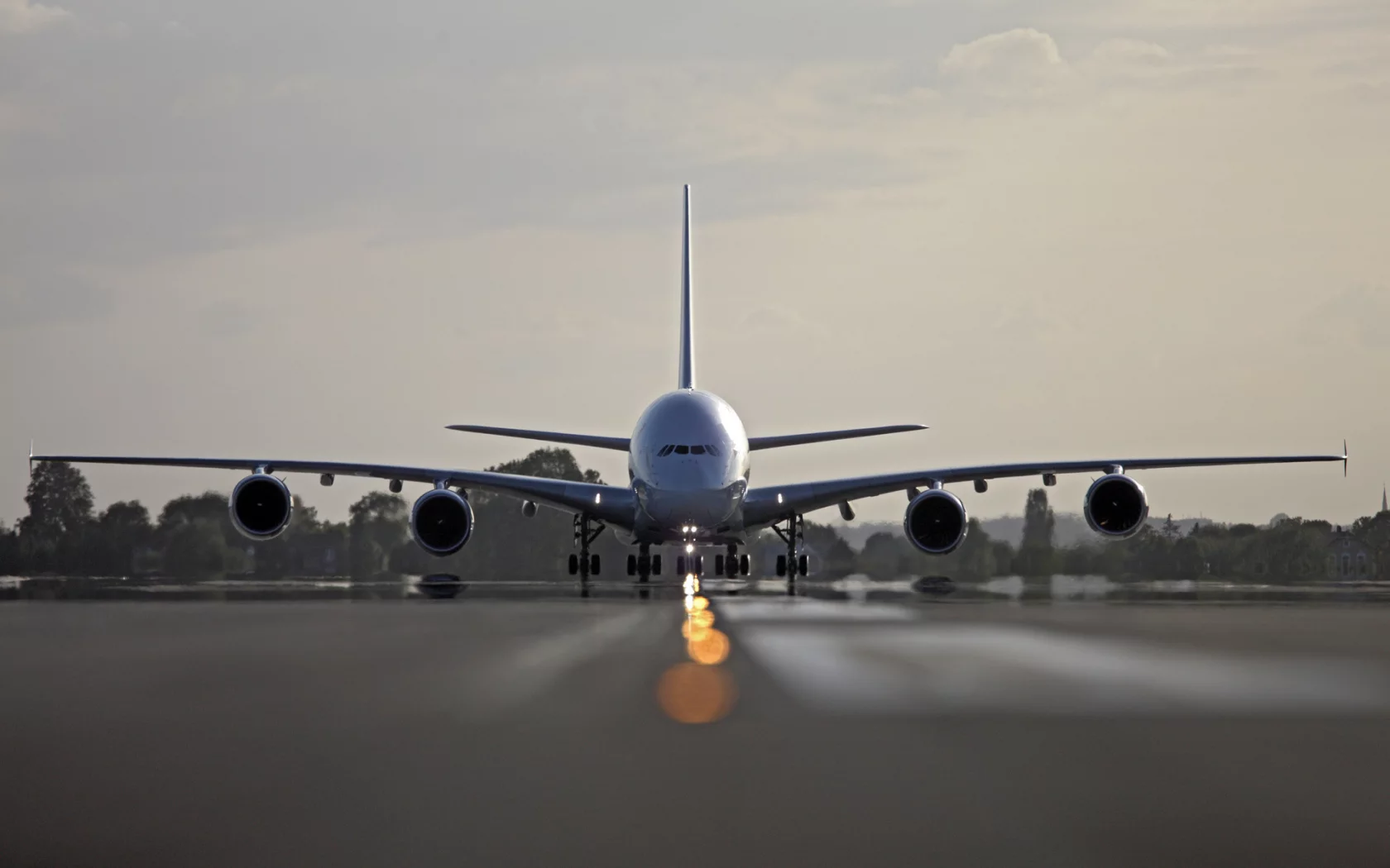 облака, Airbus, Air France, ангар, A-380