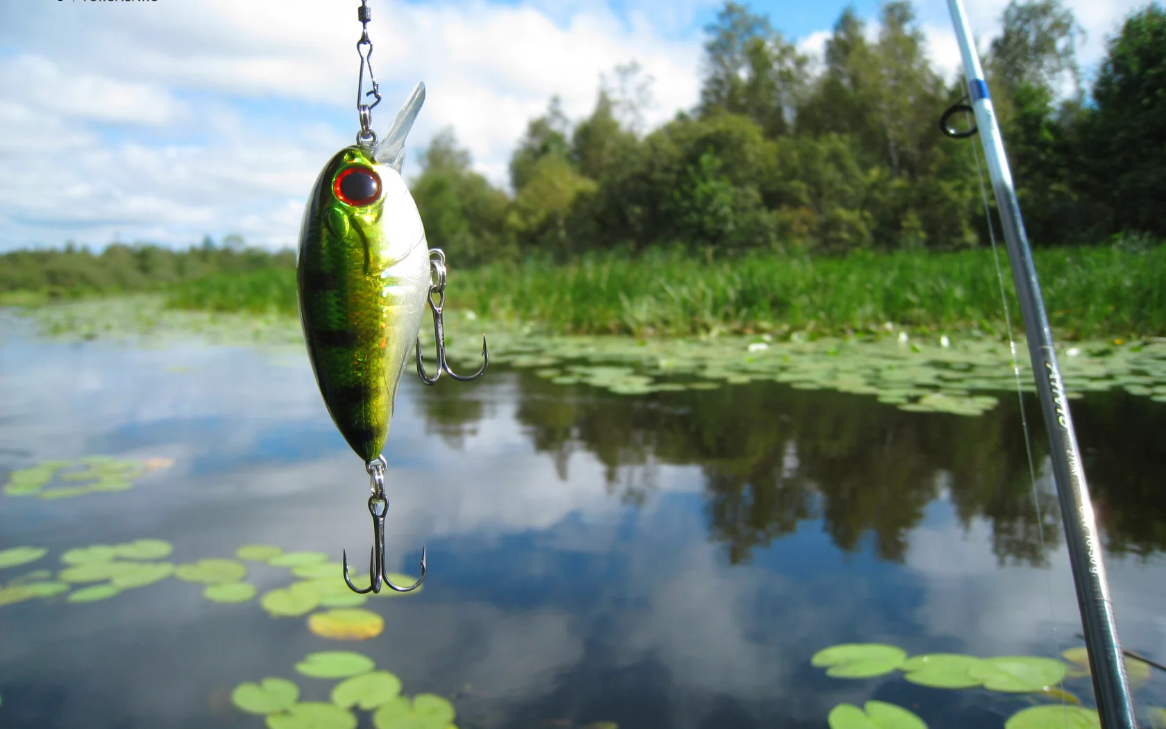 река, блесна, удочка, природа, отражение, озеро, вода, спининг, воблер, небо, пейзаж, отдых, рыбалка