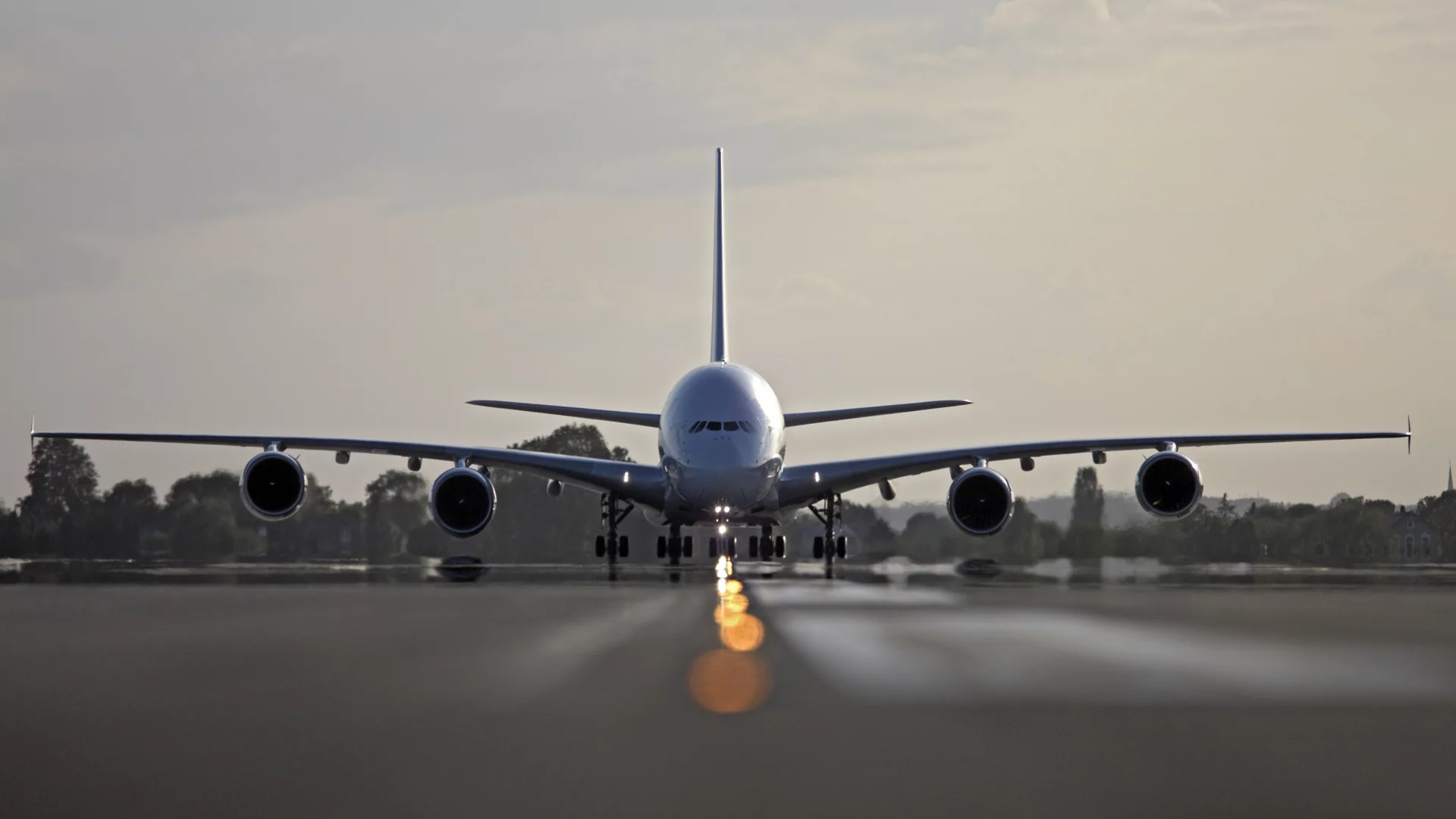 облака, Airbus, Air France, ангар, A-380