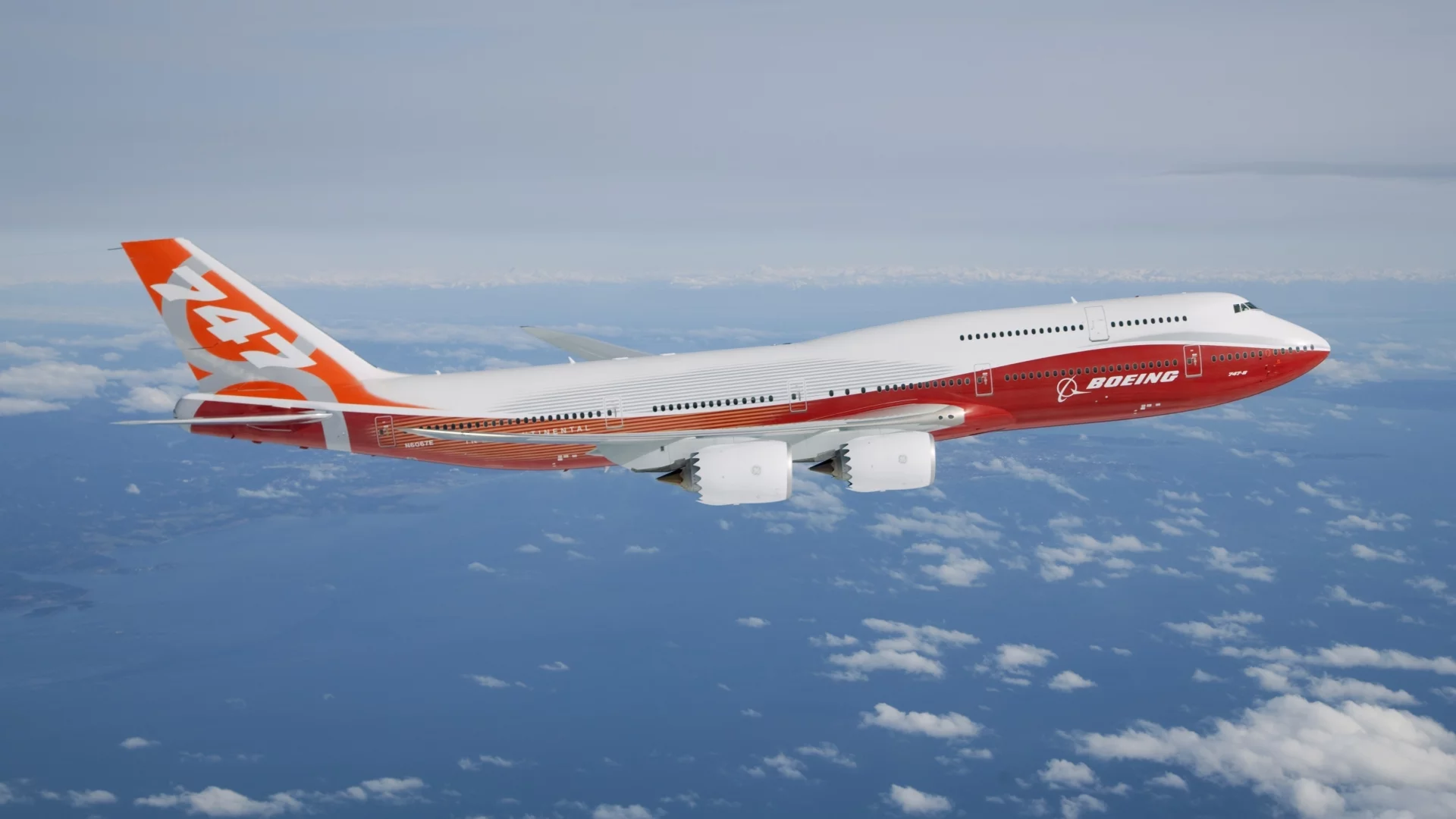 полёт, boeing, облака, Intercontinental, 747-8