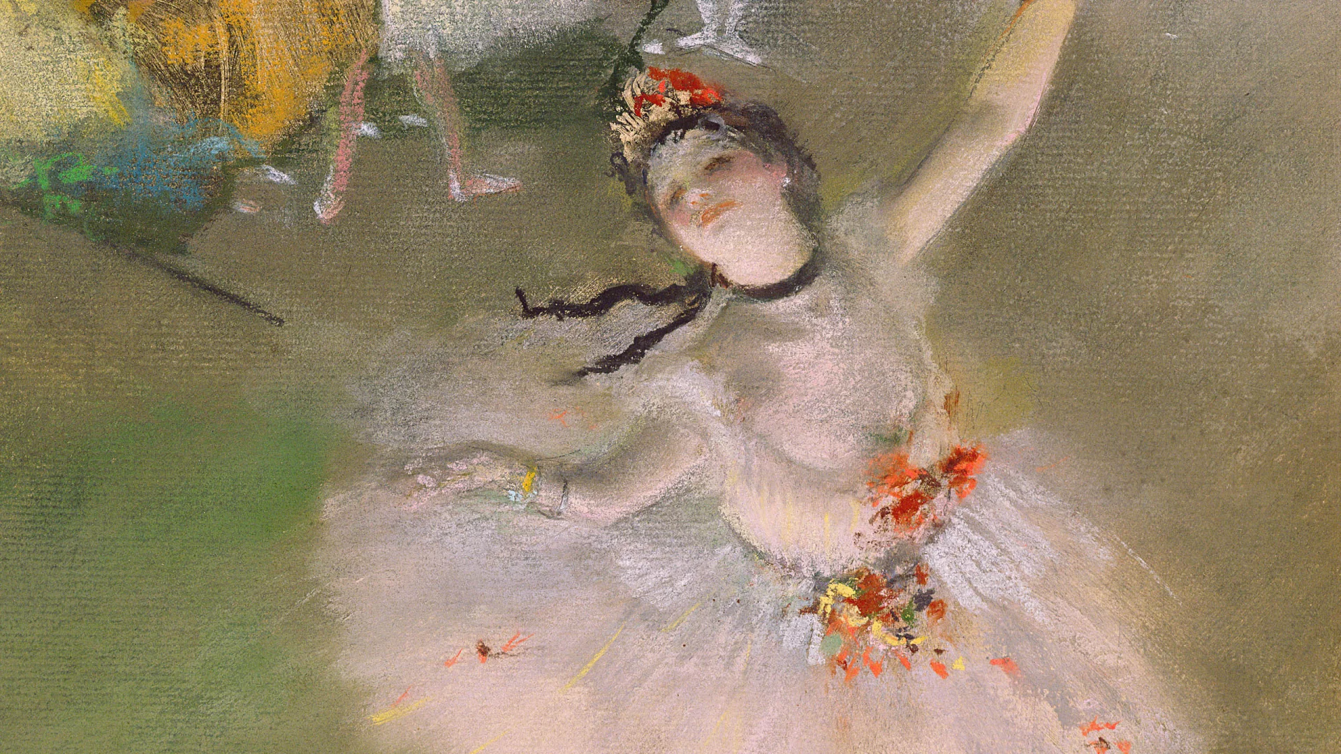 Сера, танец, сцена, картина, девушка, балерина, балет, танцовщица, пачка