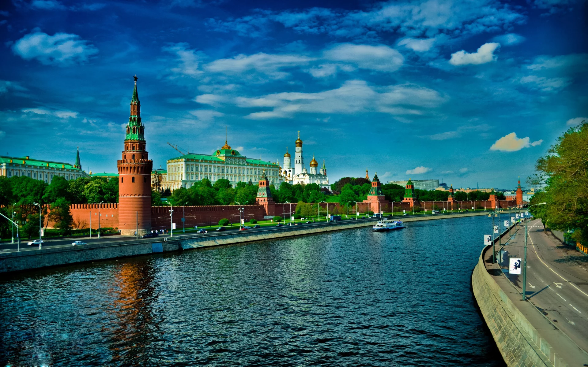 река, Москва, кремль, город