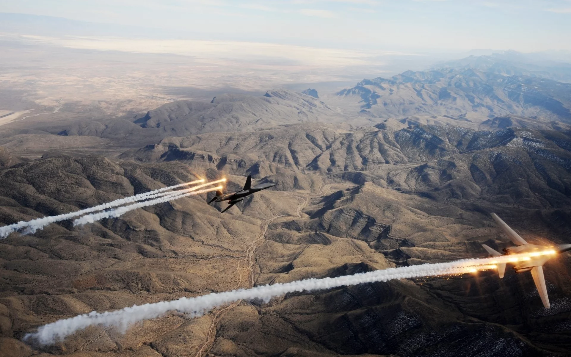 B-1B, полёт, ракетоносец, пустыня