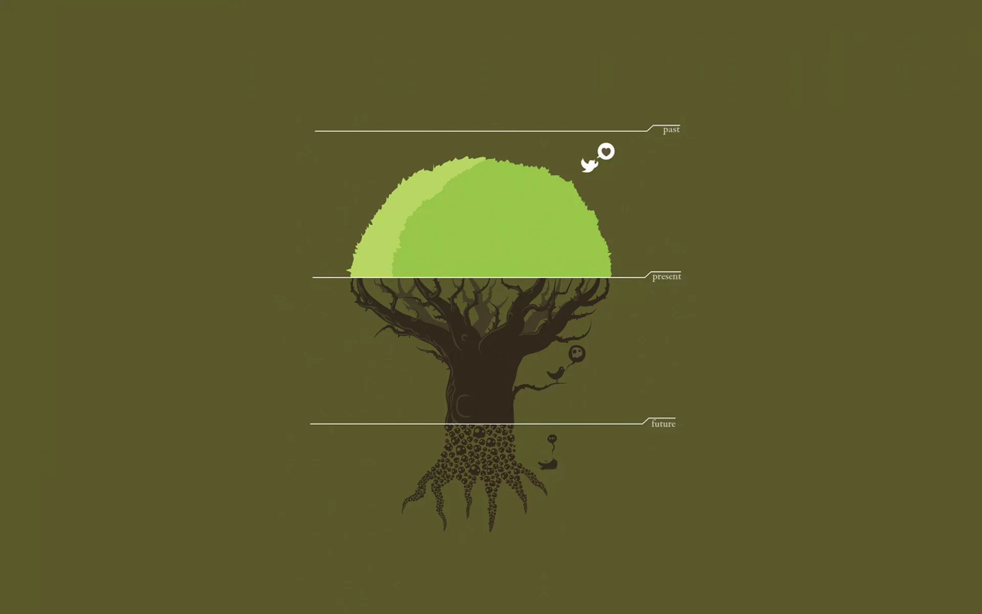 tree, future, дерево, past, птичка, present