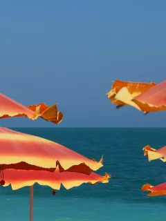 небо, лето, море, зонты