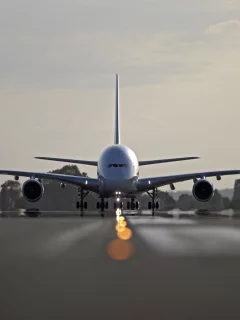 облака, Airbus, Air France, ангар, A-380