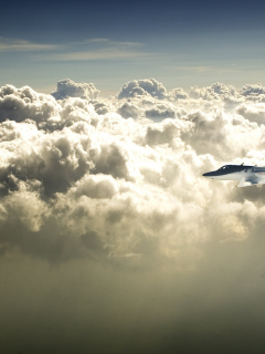 небо, самолет, облака