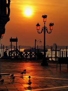 площадь, каналы, голуби, фонарь, Венеция, города