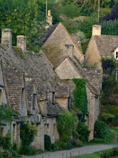 лето, коттеджи, Bibury, зелень