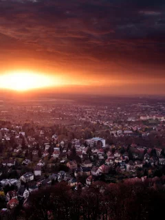 германия, город, закат, конец дня