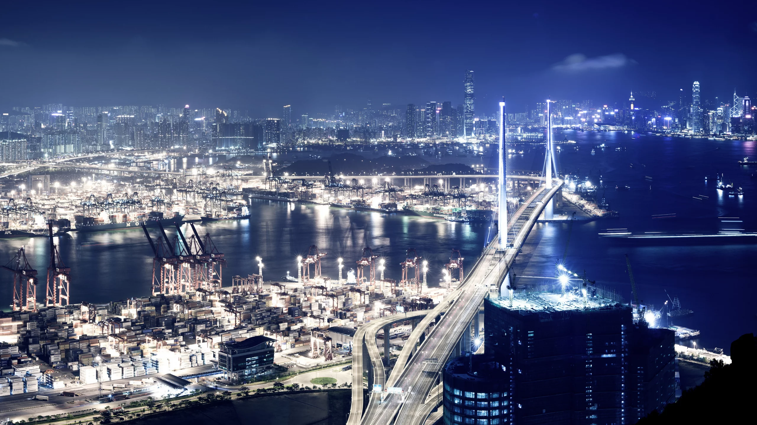Hong Kong, ночь, гонконг