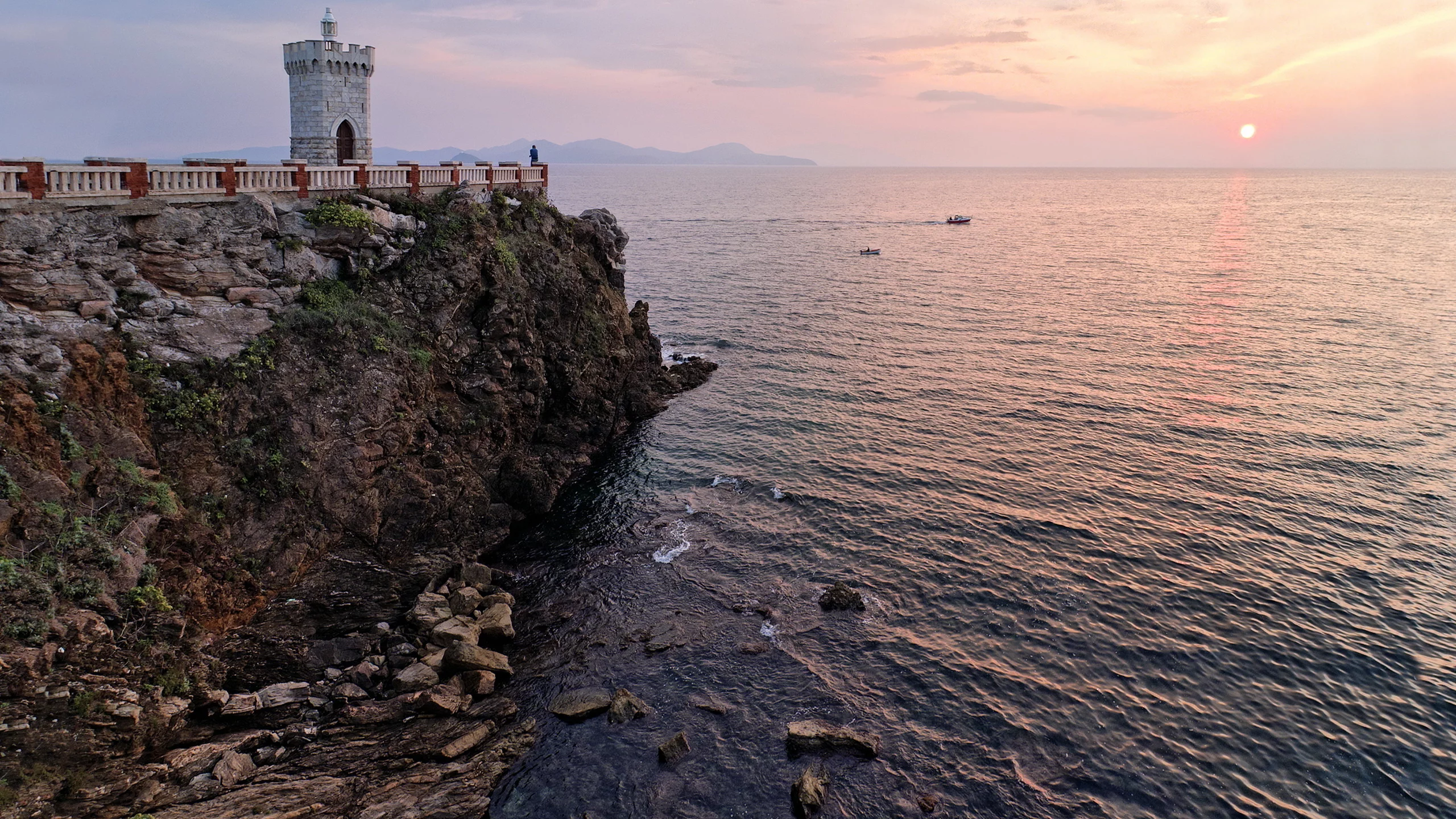 закат, море, пейзаж, скалы